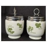 Pair of Herb Garden Ceramic Dishes with Lids