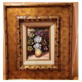 T. Robert Handpainted Floral Vase on Board
