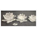 3 crystal flower candle holders