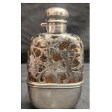Vintage Sterling silver overlay flask
