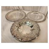 3 silver plated serving plates