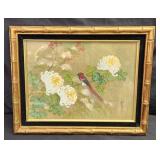 Vintage Asian Framed Bird Print
