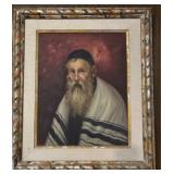 Framed signed Jewish Rabbi painting on canvas