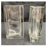 Pair of decorative rectangular glass vases