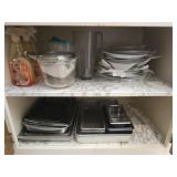 Estate cabinet lot of pans and more