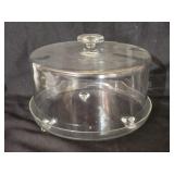 Mid Century Style Glass Cake Plate with Lid