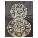 Lot of 2 Star David Round Crystal Serving Platters