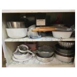 Estate cabinet lot of pans and more