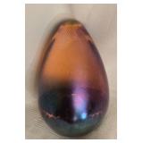 Signed 1994 Multicolored Glass Egg Paperweight