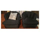 Pair of swivel polka dot chairs