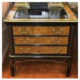 PAIR Beautiful 3 Drawer Side Tables w Glass Tops