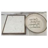 Lot of a ceramic bowl and marble tray