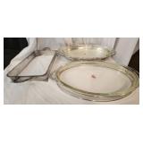 3 silver plated casserole stands 2 glass inserts