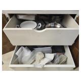 2 Kitchen drawers lot of pots and pans