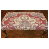 Decorative Red Upholstered Foot Stool w Metal Legs