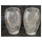 Pair of Heavy Cut Crystal Decorative Vases