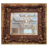 Large Gold Gilded Framed Beveled Mirror