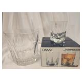4 dansk old fashion glasses 1 large glass cup