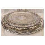 3 large silver plated serving trays
