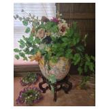 Large Oriental porcelain planter with stand