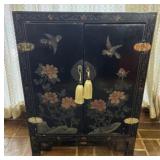 Vintage Chinese Black lacquer cabinet SEE DESC