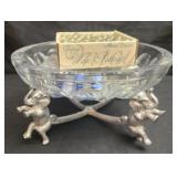 Large crystal bowl with pewter base