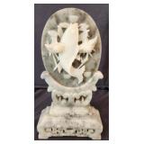 Vintage Jade or Jadeite Fish Disc on Stand