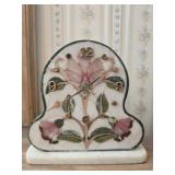 Marble like floral design clock