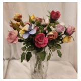 Vase with Handcrafted Pottery Flowers