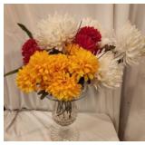 Beautiful Glass Vase with Faux Flowers