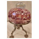 Blown Glass Decanter with Lid & Holder