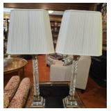 Pair of Beautiful Crystal Base Lamps with Shades