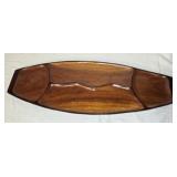 Long Teak Wood Divided Serving Tray