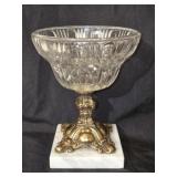 Heavy Crystal Dish with Marble Base