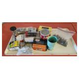 Tray lot of misc screws nails and more SEE DESC