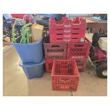 Estate lot of crates trays and 2 totes