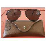 Pair of rayban aviator sunglasses with case