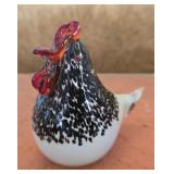 Blown art glass chicken