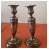 Pair of sterling silver weighted candle holders