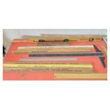 Lot of 12 Wooden Rulers Level and More