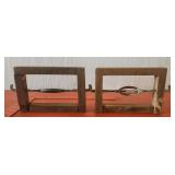 Pair of wooden and metal short rails