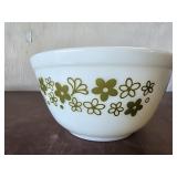 green flower pyrex bowl