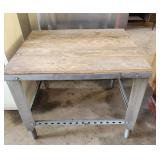 Metal Shop Table w Wood Top