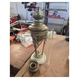 Marble base brass oil lamp