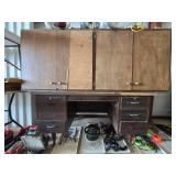 PROJECT LOT of Wooden Cabinets & Desk NEEDS WORK