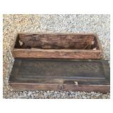 Two Primitive Wooden Boxes & Contents