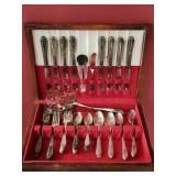 Wooden box with silver Plated Flatware