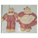 Pair of Plush Red & White Checkered Dolls