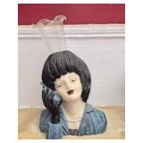 Vintage Plastic??? Head Vase with Glass Insert