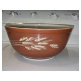 Vintage Pyrex Orange Brown Wheat Pattern Bowl